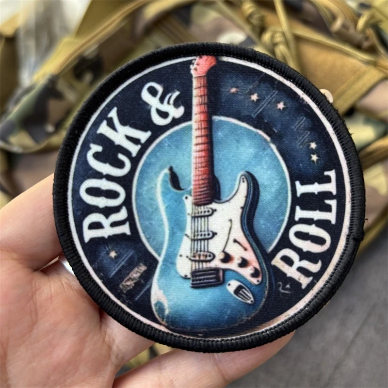 Parche impreso para instrumentos de guitarra, insignias de moral táctica para ropa, parches militares con gancho, pegatinas para mochila - imagen 3