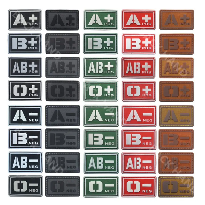 Insignia táctica tipo sangre, pegatina mágica bordada A B AB O tamaño 5*2,5 CM, accesorios militares, parches bordados para ropa, sombrero - imagen 2