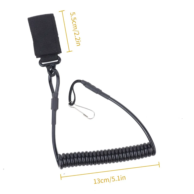 Adjustable Combat Sling Telescopic Tactical Pistol Hand Gun Secure Lanyard Spring Sling with Magic Tape Belt Black - imagen 3