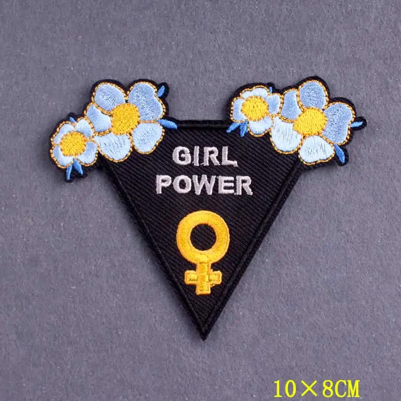 Parche de flores para planchar en la ropa, parches bordados de feminismo en la ropa, DIY, palabra, rayas, Parche de ropa con insignias de hierro - imagen 5