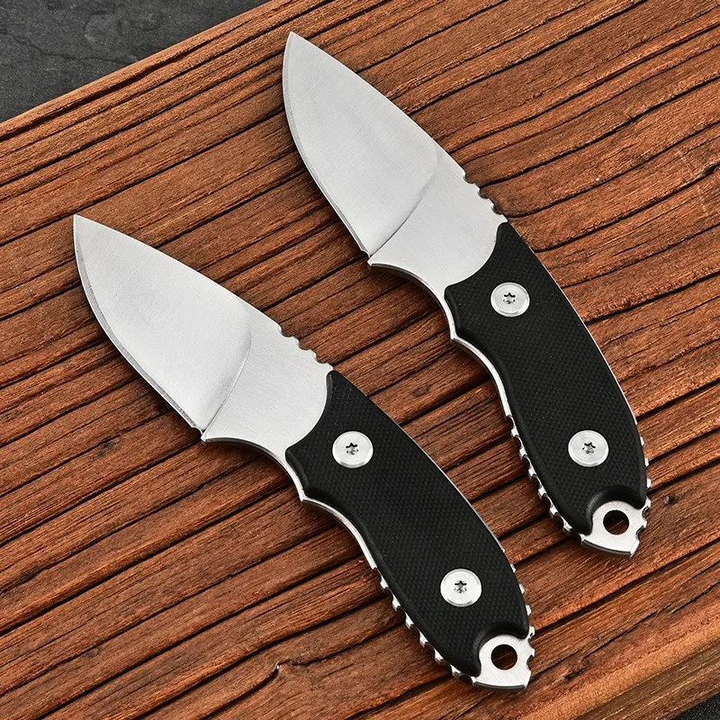Cuchillo recto pequeño para exteriores, cuchillo de fruta portátil de autodefensa para pesca, mango de acero G10, vaina K, D2, 1 quilla - imagen 2