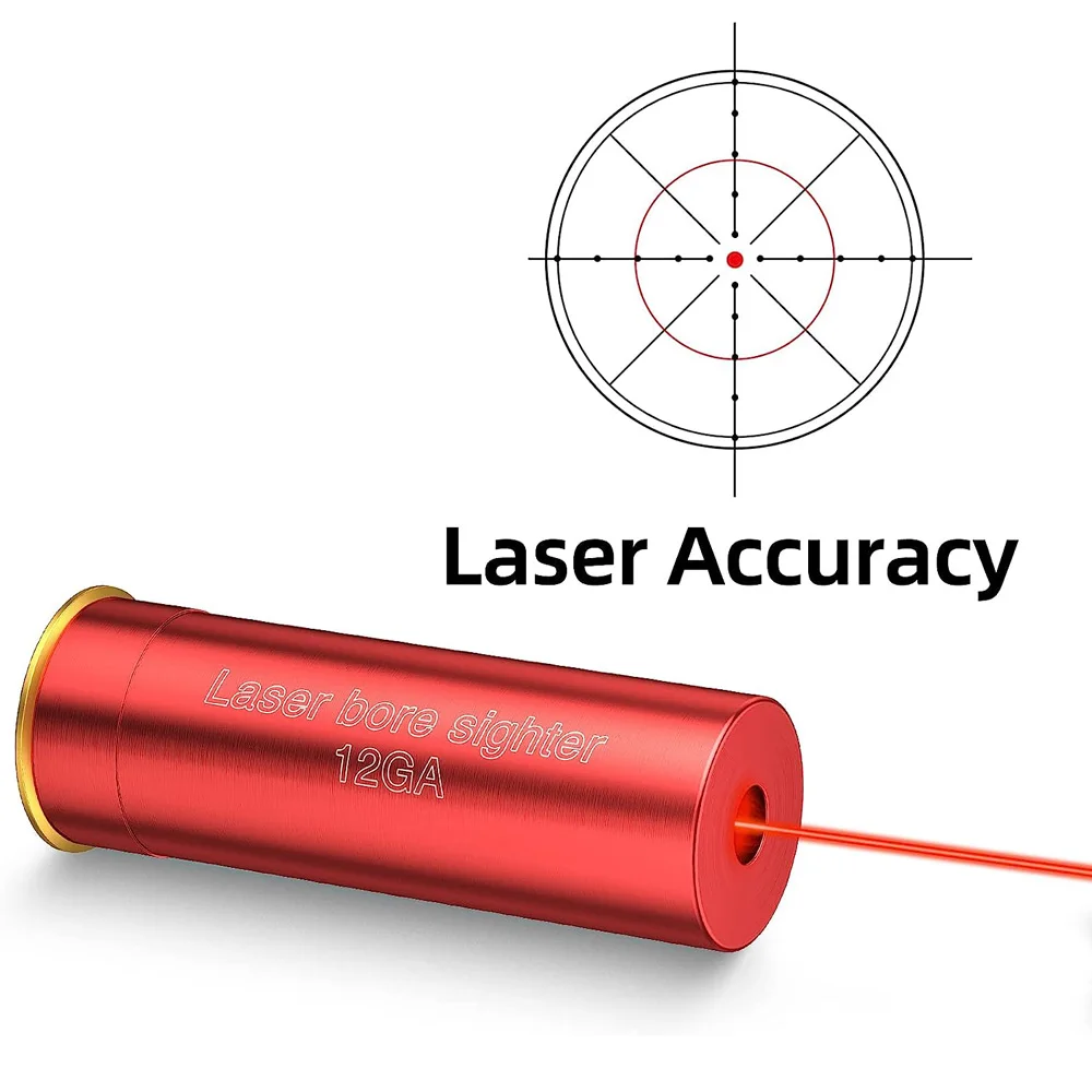 Mira de orificio láser roja, mira de calibre 12, cámara de punto rojo, cartucho de puntero con baterías para escopeta, caza, pistola de cero - imagen 3