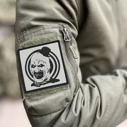 Parche táctico de moral de payaso de arte de Terror, parches de gancho y bucle, insignia militar, pegatinas para mochila, brazalete, aplique para casco