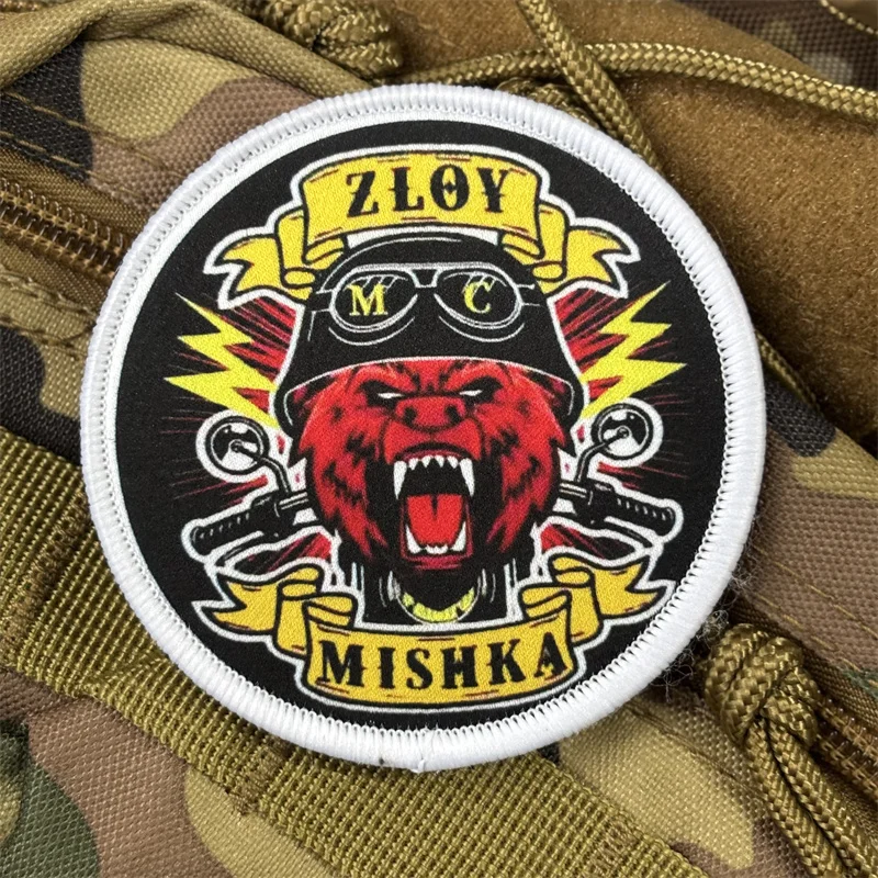 Parche táctico con estampado de "oso" para ropa, insignias de moral, parches militares con gancho, pegatinas para mochila