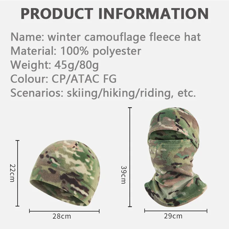 Gorro táctico de invierno, pasamontañas Polar Coral para hombre, máscara de esquí facial de camuflaje, gorros más cálidos, bufanda deportiva térmica, gorros - imagen 4