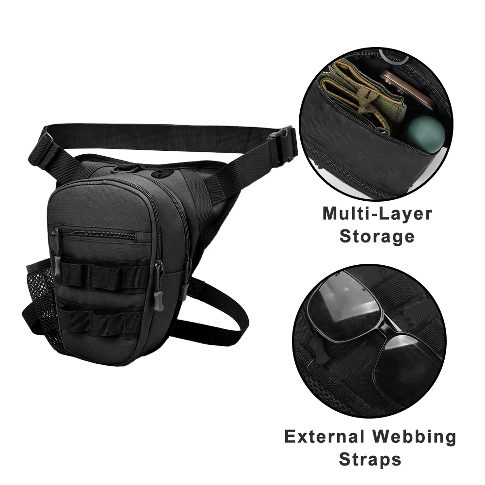 Bolsa táctica para pierna, bolsa de caza para deportes al aire libre, riñonera impermeable de nailon, paquete de pierna para paseo, bolsa EDC, bolsa de utilidad para senderismo y muslo - imagen 4