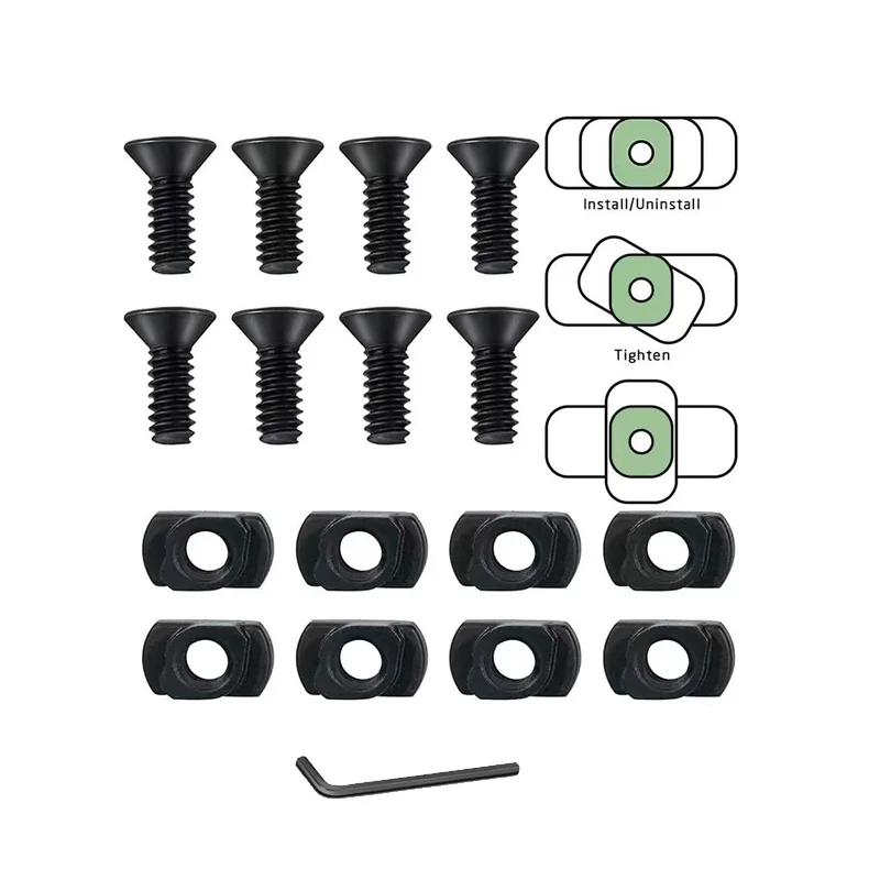 1 Juego de riel Picatinny con ranuras individuales 5/7/9/11 para sistema mlok, 8 tuercas en T, tornillos y llave Allen, para accesorios de pistola de juguete de caza - imagen 5