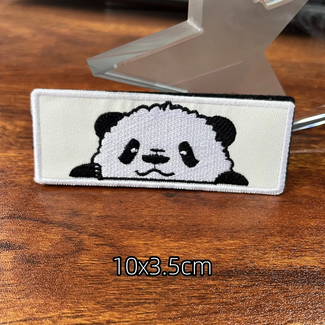 Parches de Velcro bordados de Panda de dibujos animados para ropa con cuchillo, insignia de moral táctica de gato, equipo al aire libre, pegatina de mochila - imagen 3