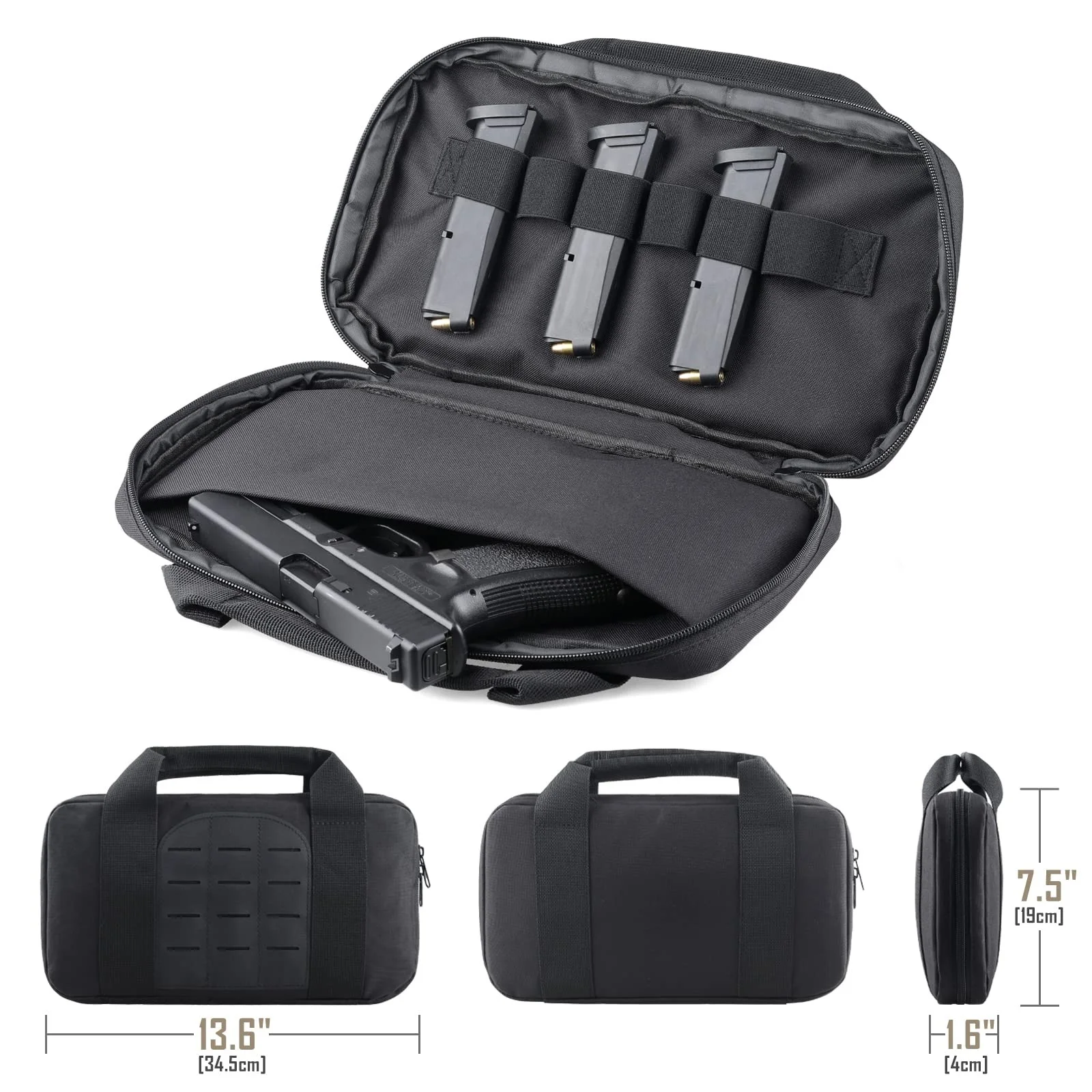 Estuche táctico para pistola, estuche para pistola, estuche blando para pistola doble, fundas rectangulares para pistolas, bolso de mano, bolsa de herramientas EDC para exteriores - imagen 3
