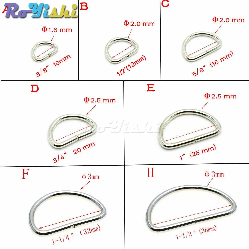 1000 unids/pack no soldado niquelado D anillo Semi anillo cinta cierre mochila hebilla de cinturón - imagen 4