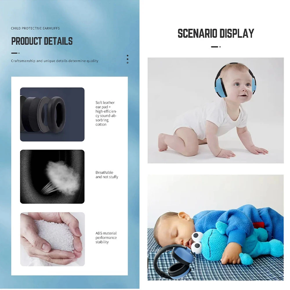 Protección para los oídos de bebé, auriculares con cancelación de ruido, orejeras para niños pequeños, camilla para los oídos para dormir, tapones para los oídos para dormir, 1 ud. - imagen 5