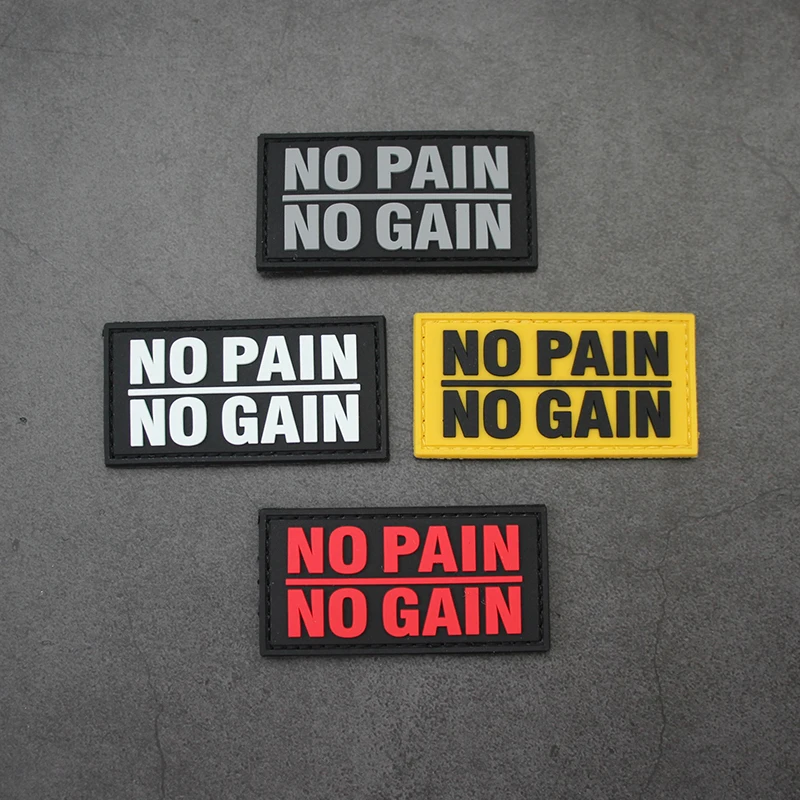 Sin dolor, sin ganancia, parche de PVC bordado, brazalete de goma táctico luminoso, insignia que brilla en la oscuridad para bolsa DIY, ropa, chaleco, decoración - imagen 5