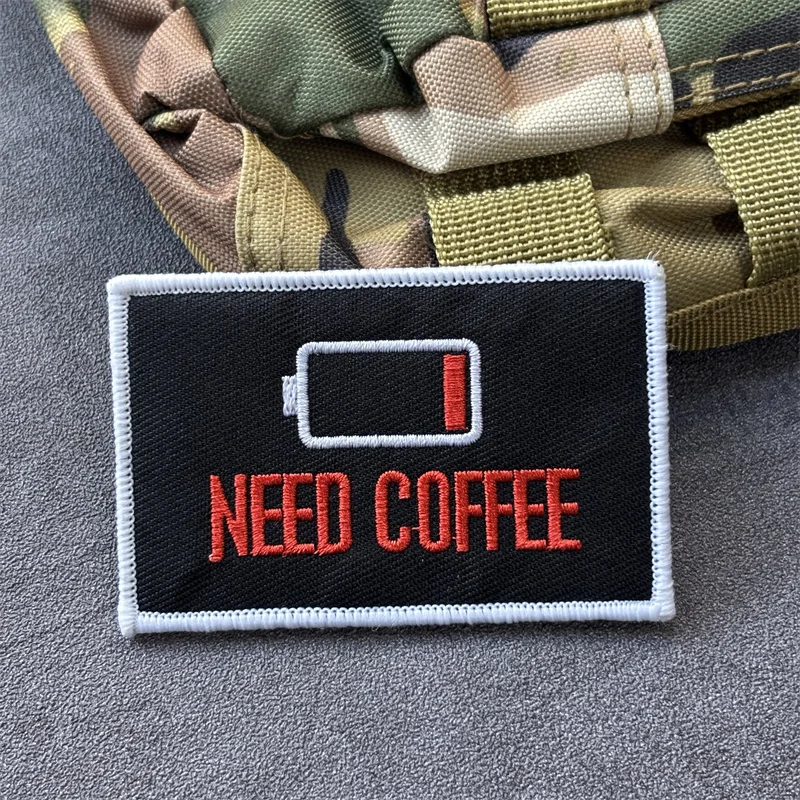 Parche bordado táctico "NED COFFEE", insignia de moral para ropa, parches militares con gancho, pegatina para mochila, brazalete - imagen 3
