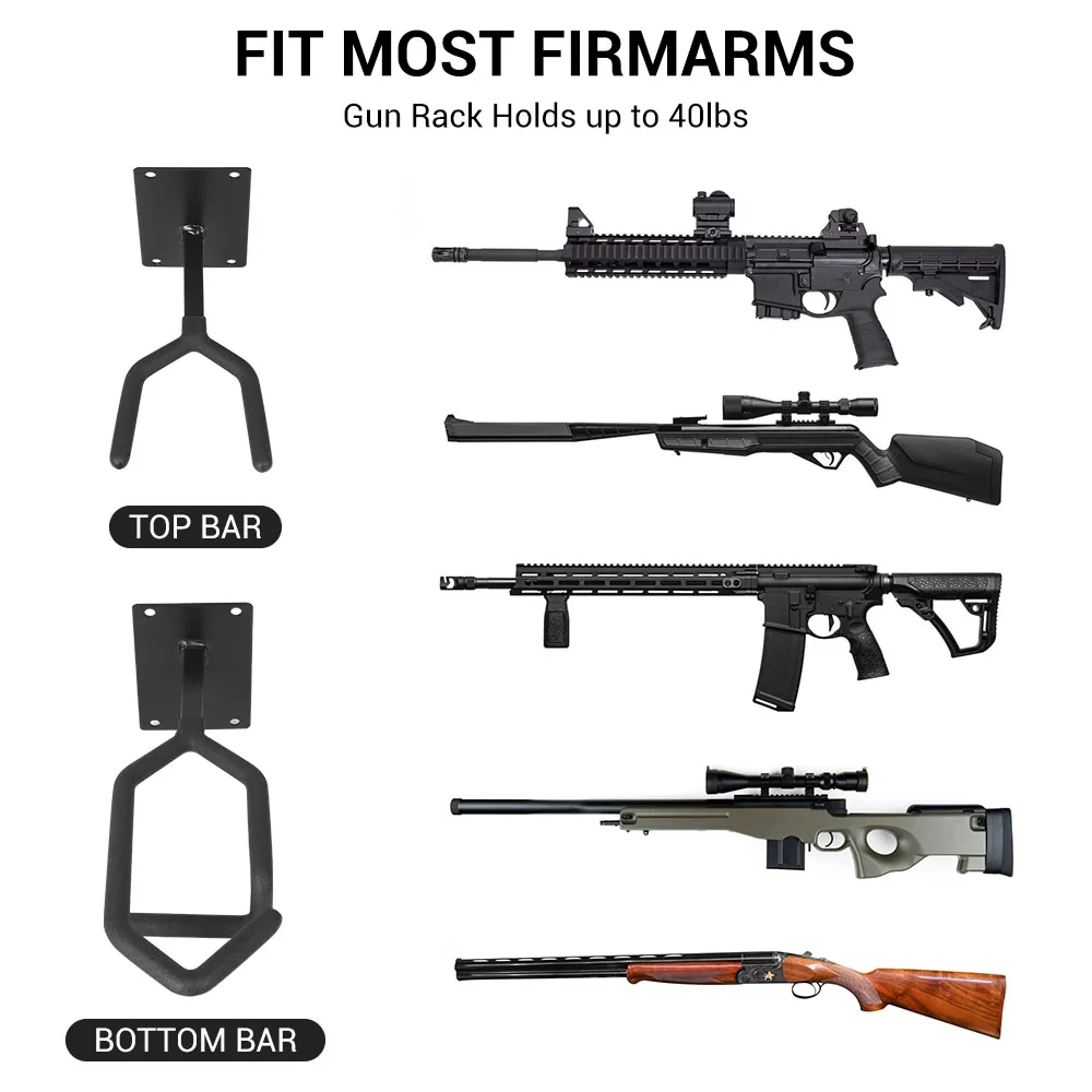Soporte pared para rifle horizontal y escopeta, rack de armas tácticas - imagen 3