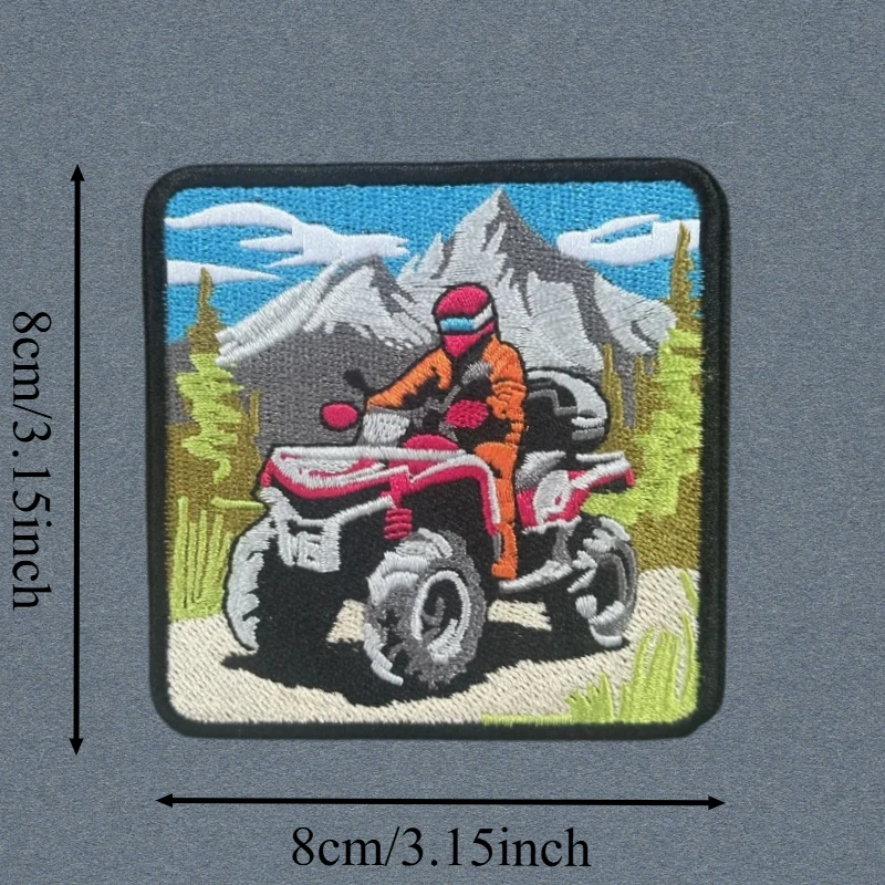 Parche bordado para bicicleta de playa todoterreno de montaña, insignia táctica con gancho y bucle, pegatina decorativa para mochila, parches para brazalete para ropa - imagen 3