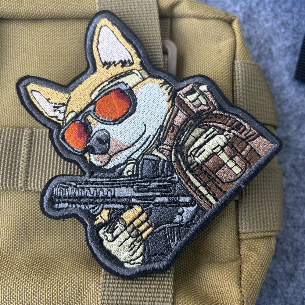 Parches bordados de perro para gafas de sol, calcomanías divertidas con emblema de velcro, insignia de moral militar, brazalete, pegatinas para ropa - imagen 3