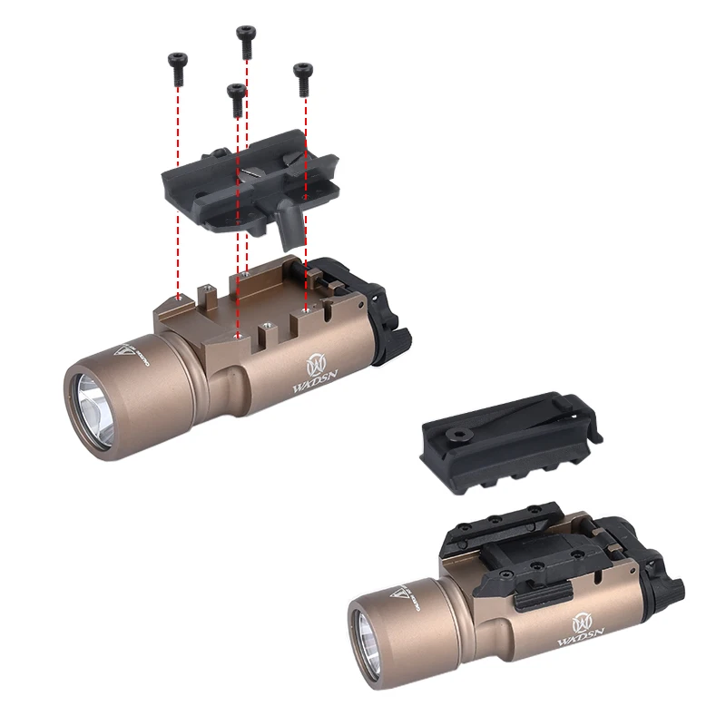 WADSN adaptador de riel wing-loc X300 Scout ARC light Rail Fit, adaptador rápido para casco, montaje táctico, linterna, Clip deslizante, accesorios - imagen 5