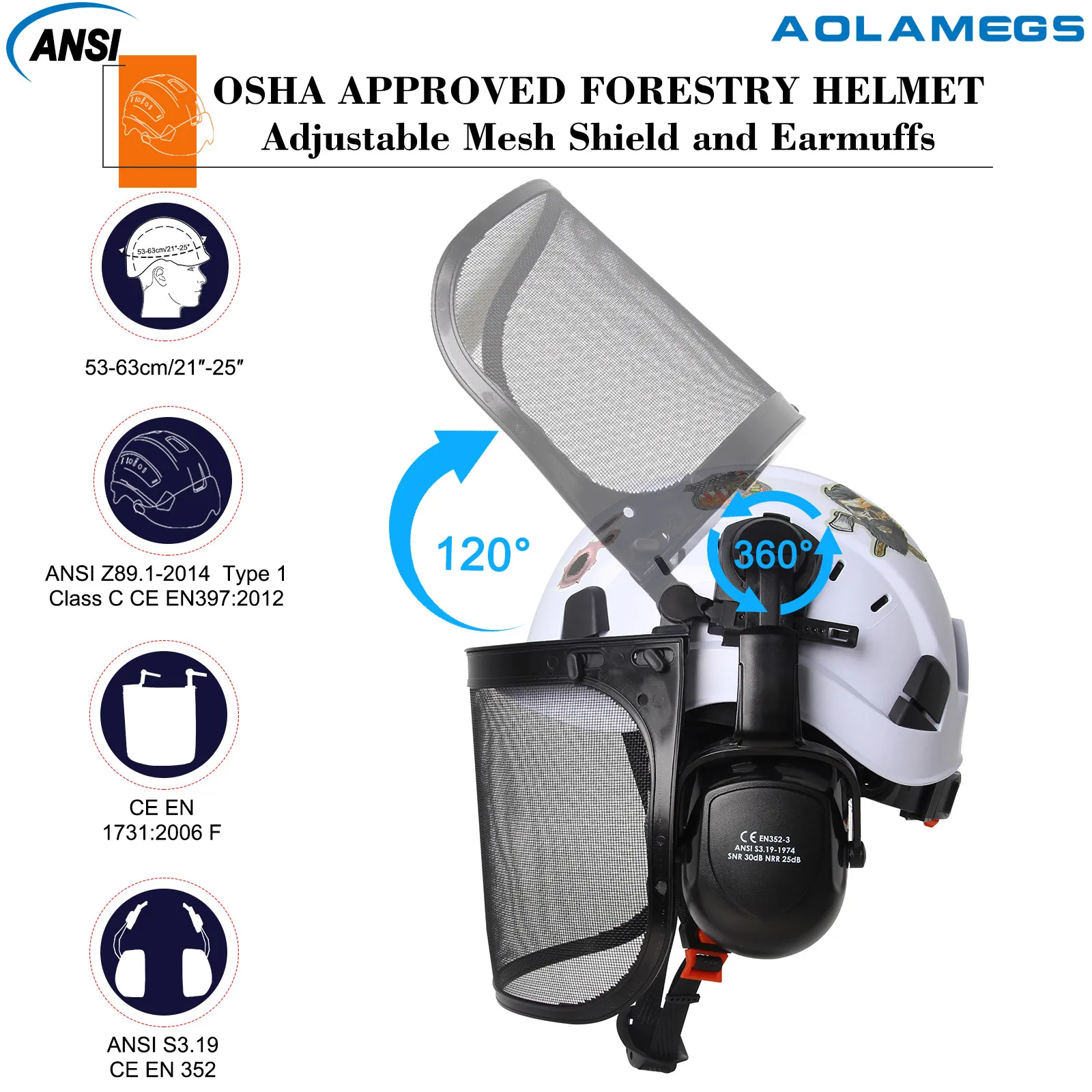 Casco de seguridad forestal con orejeras de malla, juego de pegatinas DIY, desbrozadora de registro ABS, sombreros protectores, gorro de trabajo CE - imagen 2