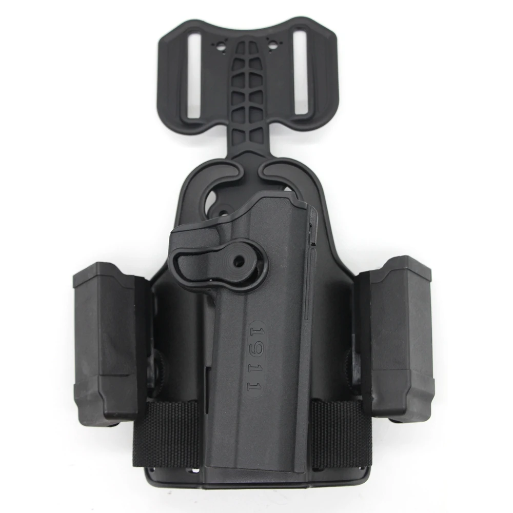 Funda de pistola de pierna caída de caza, funda de pistola táctica con bolsa de doble cargador para Glock 17 19 Colt 1911 Beretta M9 PX4 - imagen 3
