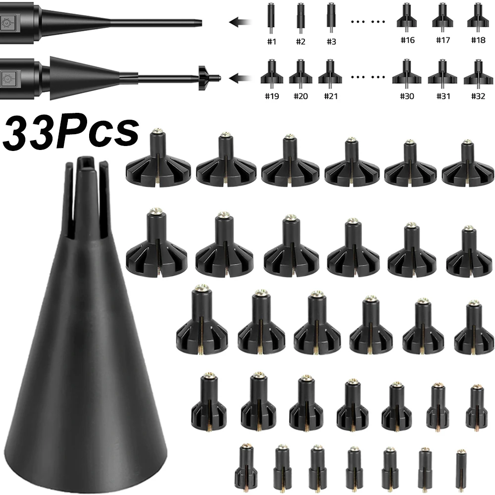 33 Uds. Adaptadores de mira de orificio láser para calibres.17 a 12GA juego de adaptadores de puntero de orificio cabezales adaptadores de puntero láser multicalibre