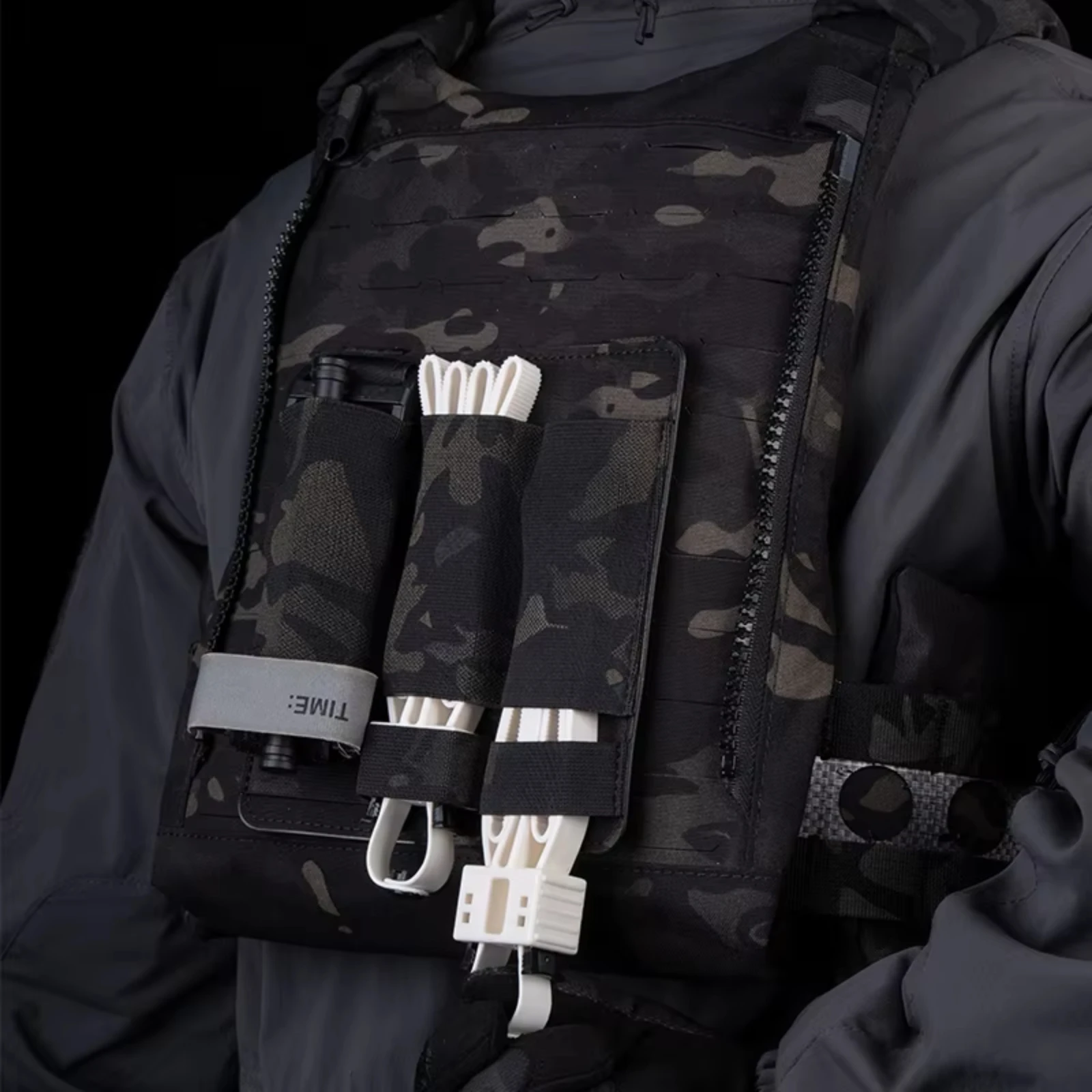 Soporte de sujeción de brida de Cable de plástico elástico táctico, funda de almacenamiento de Cable MOLLE para caza, portador de placa Airsoft FCPC - imagen 2