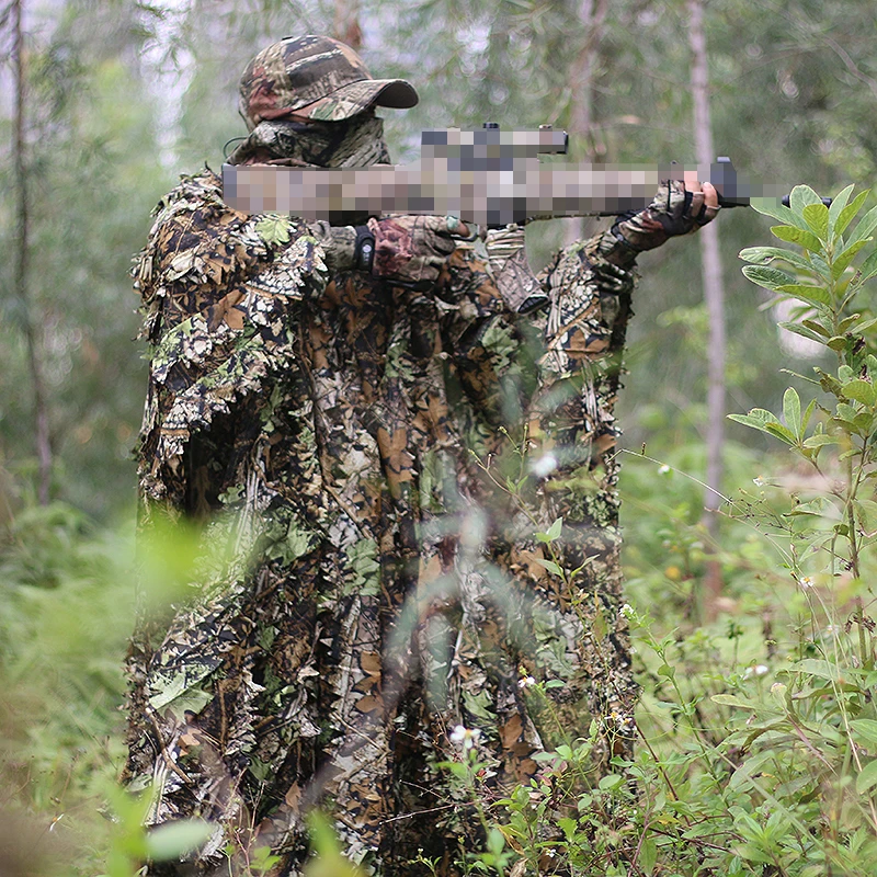 Traje de camuflaje biónico con Hojas de arce 3D, traje de francotirador transpirable, ropa de fotografía para observación de aves, Verano - imagen 3