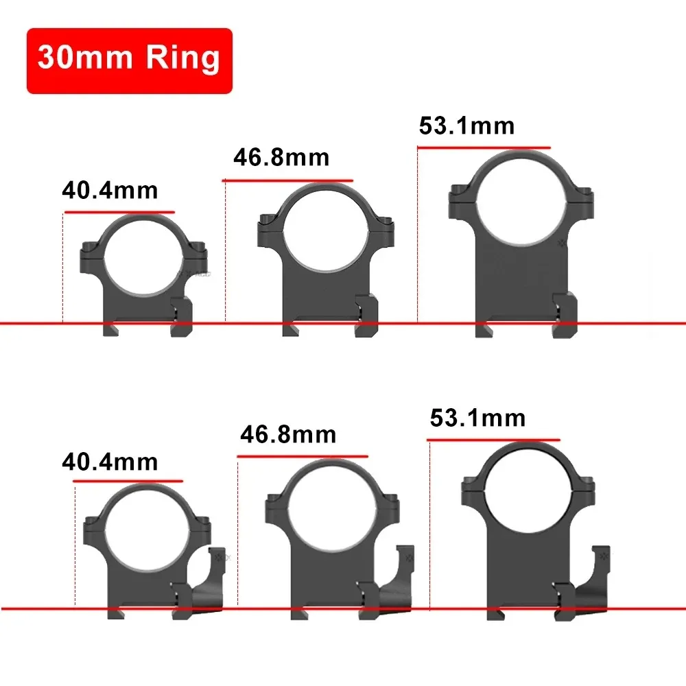 Victoptics Aros de Montura 30mm/25.4mm de Acero con Liberación Rápida, Altura Baja/Media, Acero CNC de 4 Tornillos, Compatibles con Rieles Picatinny/Weaver de 21mm - imagen 4