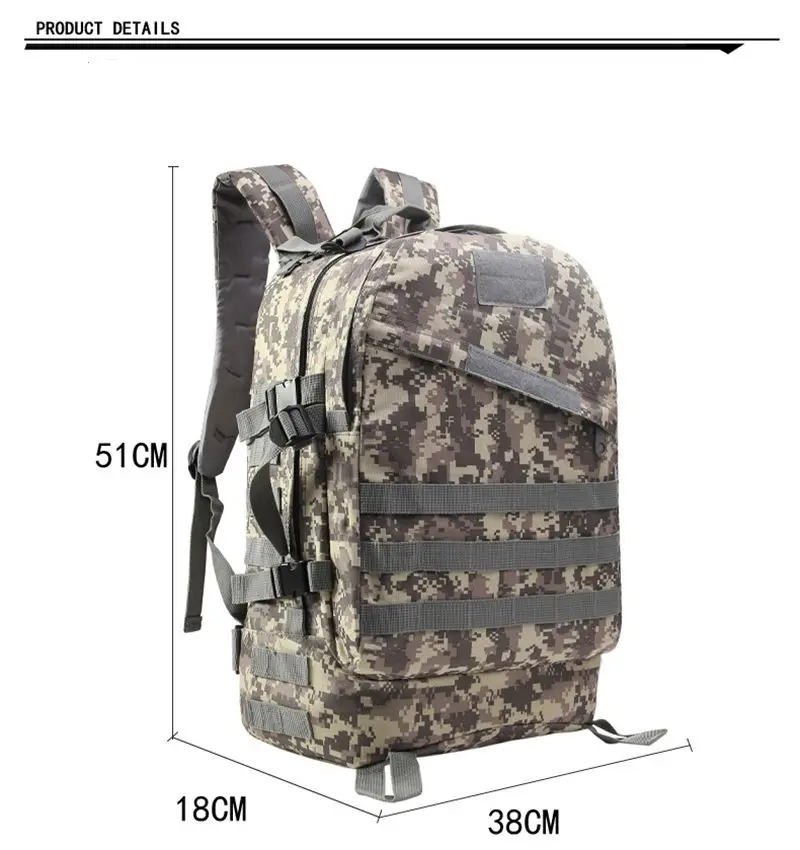 Mochila de senderismo y deportes al aire libre 3D, mochila táctica militar multifuncional, bolsa de camuflaje de caza Molle de asalto - imagen 3