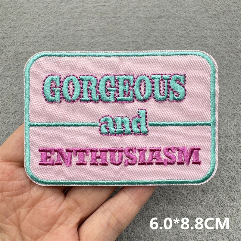 Parche con eslogan de letras coloridas, parches para planchar para ropa, pegatinas, parches bordados de dibujos animados para ropa, apliques de costura DIY - imagen 2