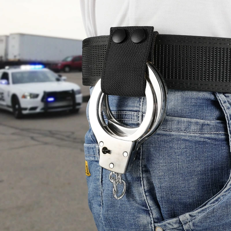 Funda de nailon de alta resistencia para esposas tácticas, doble broche deslizante, se adapta a cinturones de servicio de 2 ", funda militar para esposas de caza - imagen 2