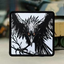 Parche táctico Chevron Black Crow Morale, brazalete del ejército militar, parches de gancho y bucle impresos para ropa, pegatina para mochila