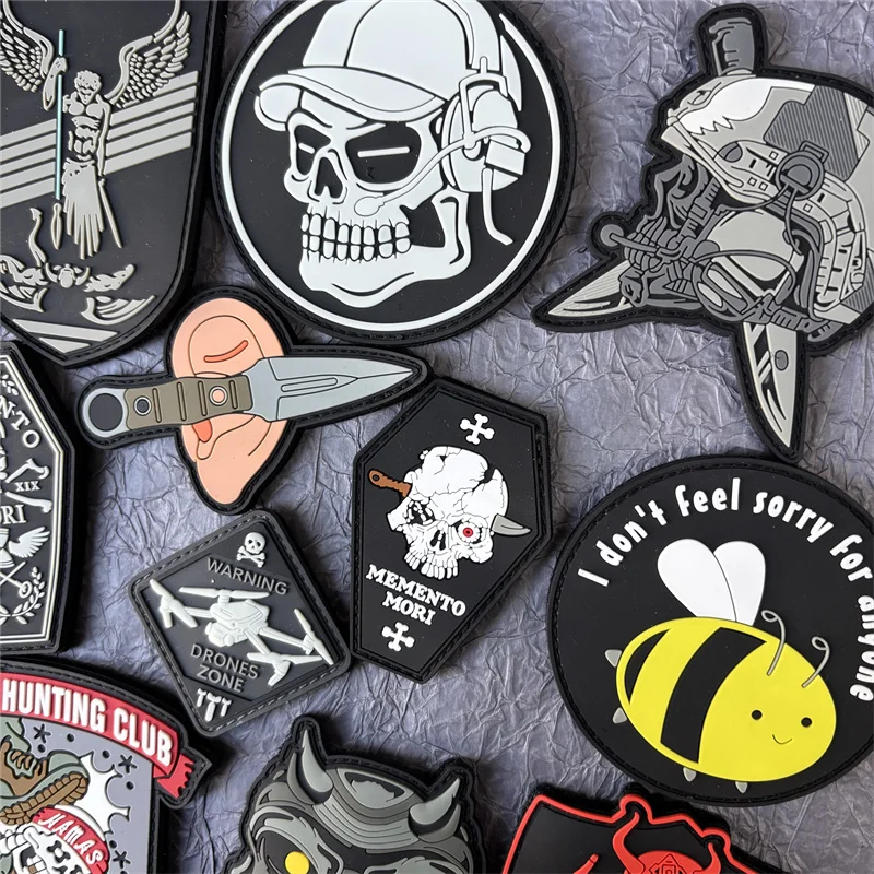 Parche de PVC 3D, insignias de moral táctica en mochila, pegatina de calavera, parches de gancho y bucle para ropa, accesorio militar, brazalete - imagen 3