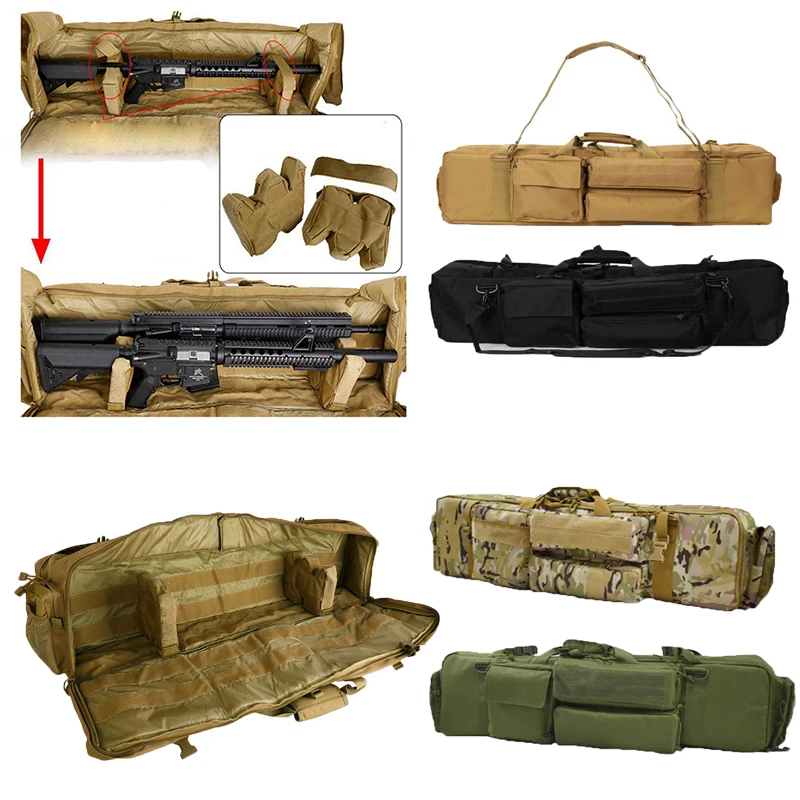 Bolsa táctica para pistola M249, gran capacidad, funda para pistola de tiro y caza, almohadilla protectora de espuma, Airsoft, Rifles dobles, bolsa de hombro para llevar, equipo - imagen 2