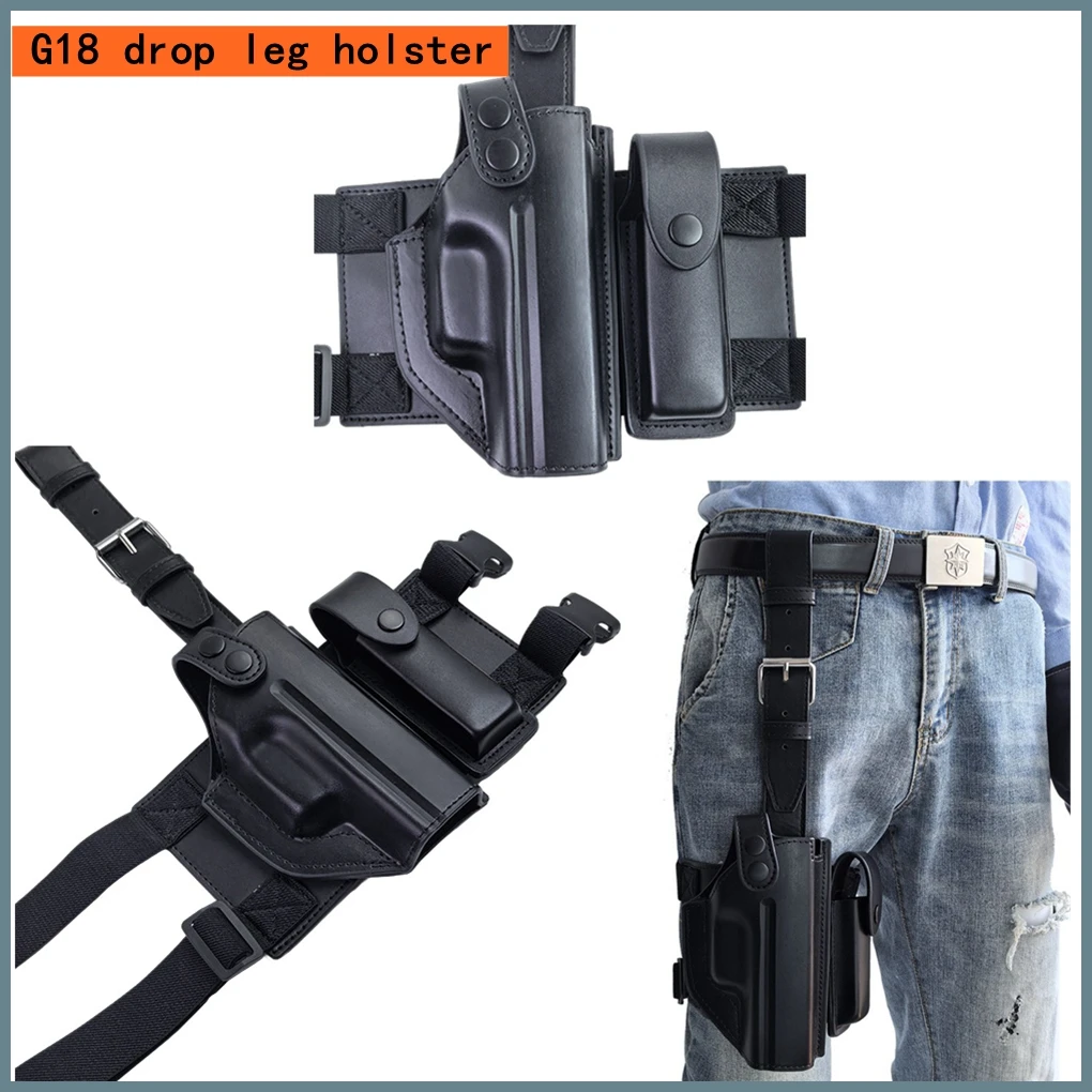 Gl0ck 18 funda para pistola con pierna caída, funda táctica para muslo de mano derecha para G18
