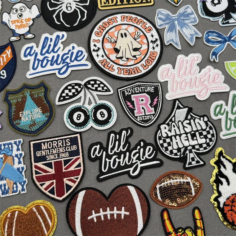 Parche de dibujos animados, parches bordados DIY para ropa, insignia de rayas, parches de letras/dados para chaqueta, parche para planchar en ropa