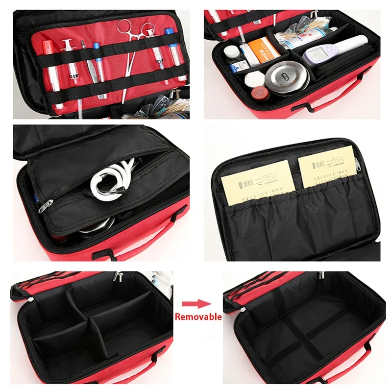 Kit de primeros auxilios portátil, bolsa de viaje para acampar al aire libre, almacenamiento de medicamentos, estuche médico de emergencia familiar, suministros de accesorios - imagen 4