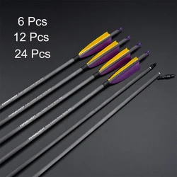 Flechas de Carbono Toparchery 400 Spine 100% Puro Carbono, 32 Pulgadas, 4 Plumas de Pavo Real, 2.8mm Nock, para Tiro con Arco