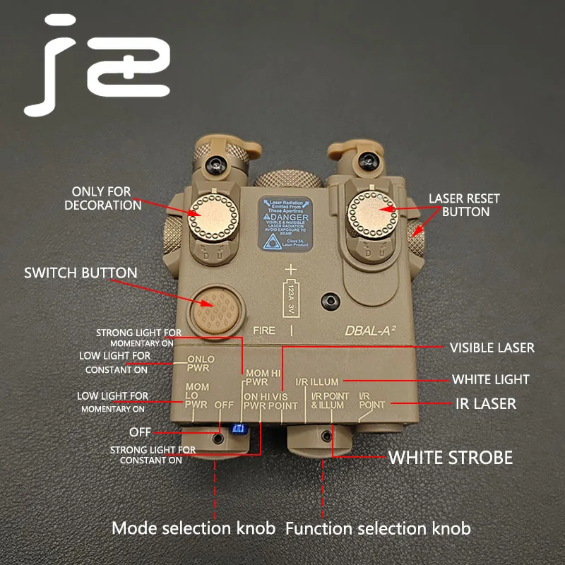 DBAL-A2 láser IR de nailon, mira táctica de punto rojo, alta potencia, verde, azul, potente puntero láser NGAL MAWL PEQ LA5C, caza Airsoft - imagen 5