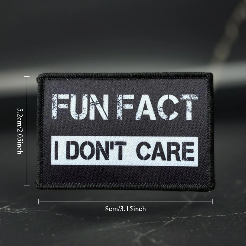 Fun Fact I Don't Care Parche táctico con gancho y bucle, insignia de moral, apliques para mochila para ropa - imagen 2