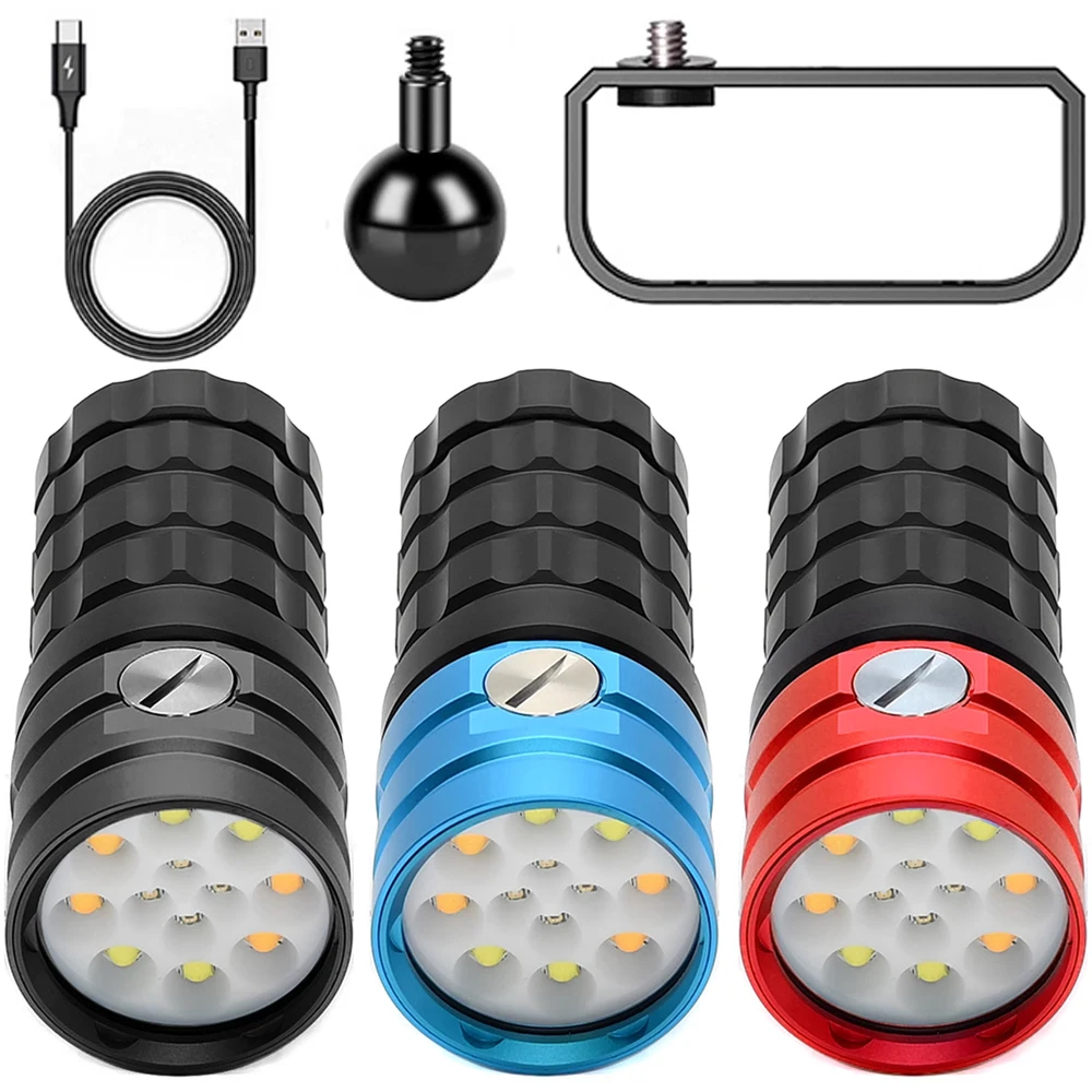 Linterna de buceo 8 XHP50, luz subacuática de 25000 lúmenes, 100m, impermeable, fotografía táctica, cámara de vídeo - imagen 3