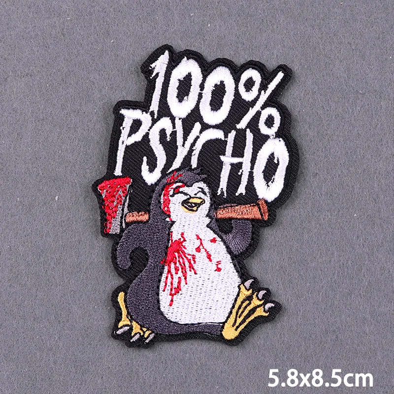 Parches de bordado Psycho para ropa, parches para planchar, pegatinas de apliques de ropa de Calavera, decoración Fusible, 100% - imagen 3