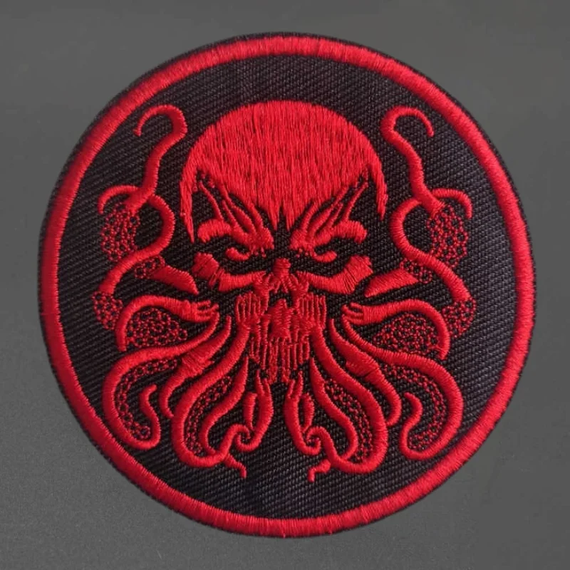 Parche bordado pulpo malvado con velcro gancho y bucle táctica - imagen 2