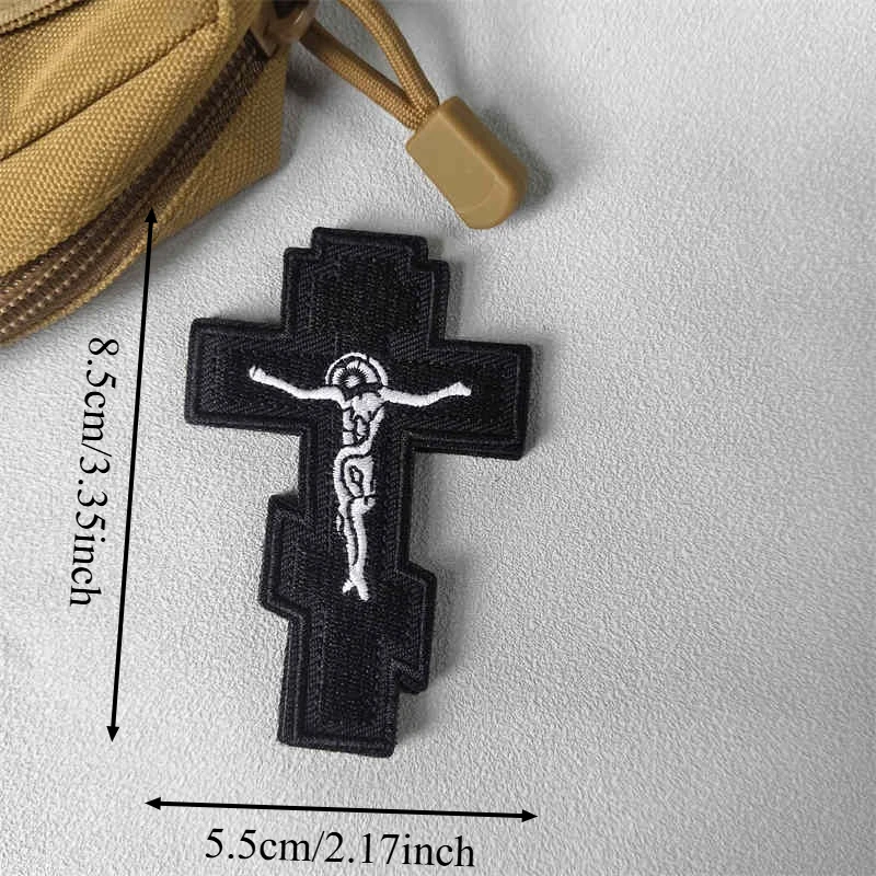 Parche bordado de cruz de Jesús "Ojos de gato geniales", brazalete táctico con gancho y bucle, chaleco, insignia de moral, parches adhesivos para mochila para ropa - imagen 4
