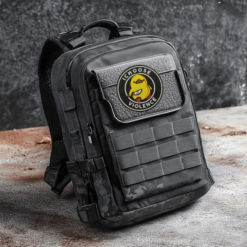 Parches bordados tácticos de pato amarillo enojado, selección de gancho y bucle de violencia, insignia de moral de perro gato, pegatina para mochila - imagen 4