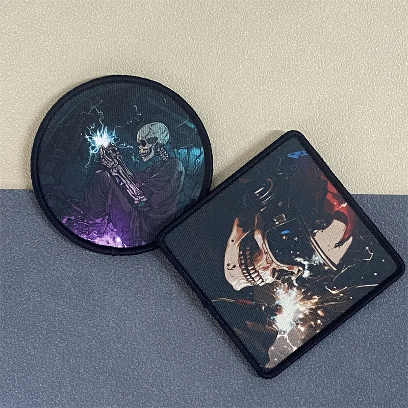 Parche de calavera de soldadura, insignia de moral táctica, gancho y bucle con estampado militar, mochila, ropa, accesorios decorativos, pegatina, brazalete - imagen 3