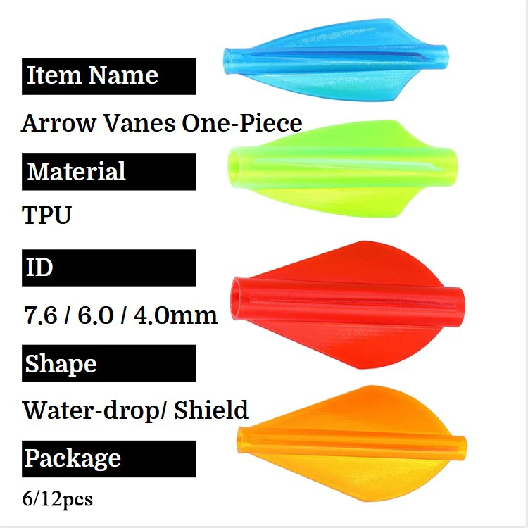 6/12 Uds. De paletas de flecha de TPU, pluma de flecha, tiro con arco, Fletching OD 4/6/7,6mm, eje de flecha para tiro con arco, fletches de objetivo de caza - imagen 5