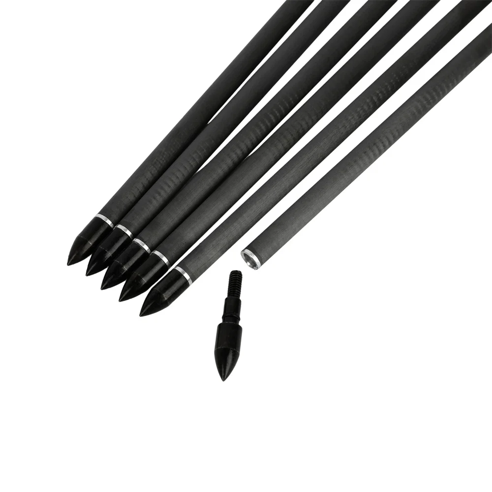 Flechas para Ballesta, 6/12 Piezas, 7.5/15 Pulgadas, Flecha de Carbono Puro, Diámetro Interior 6.2mm, Diámetro Exterior 7.4mm, Punta de 100 Granos, para Caza con Arco, Tiro al Blanco, Flechas para Ballesta - imagen 5