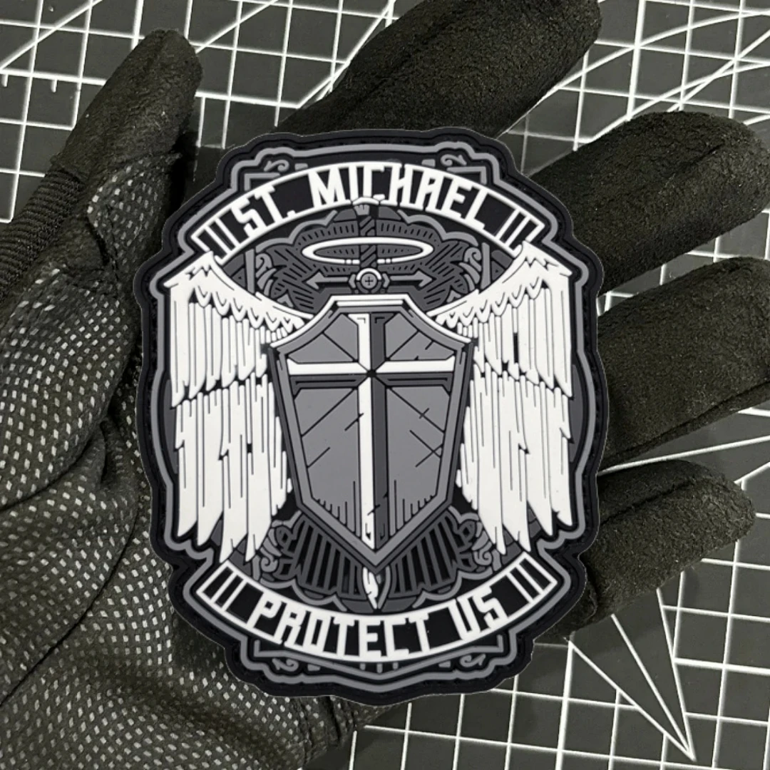 ST MICHAEL Arcángel San Miguel emblema táctico militar ejército moral insignia mochila pegatinas PVC gancho y bucle parches - imagen 3
