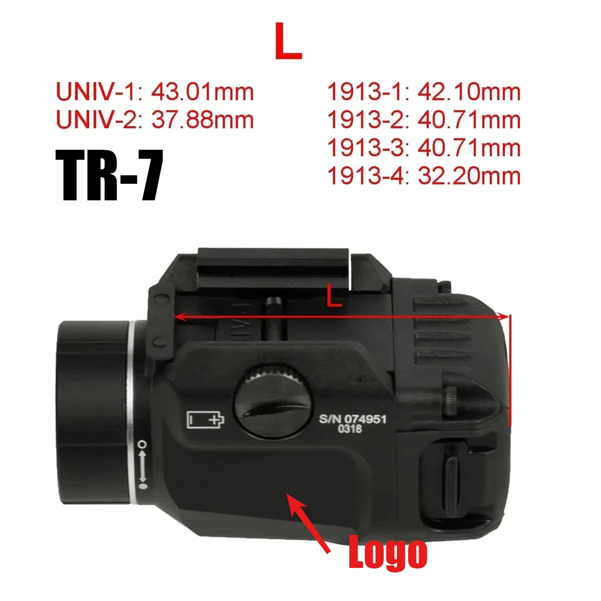 TR-1 TR-7 táctico arma linterna Metal 1000 lúmenes TR7 luz estroboscópica LED para 20mm Glock 17 Airsoft Rifle Scout antorcha - imagen 5