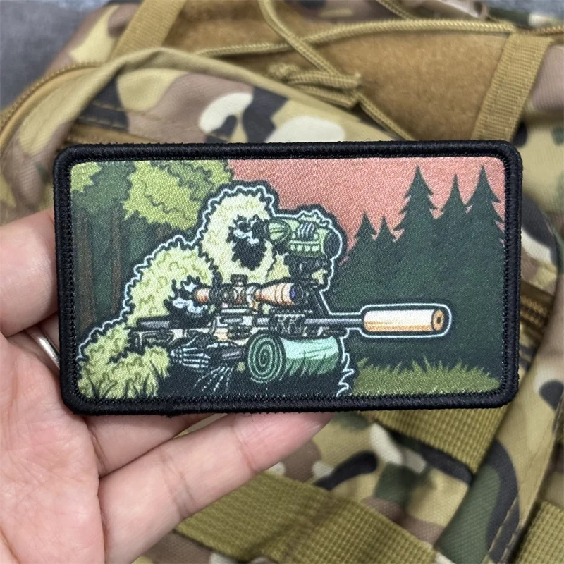 Parche táctico impreso "esqueleto soldado francotirador", insignia de moral militar, parches de gancho, ropa, mochila, accesorios, pegatinas - imagen 3